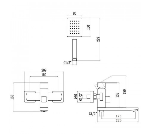 Смеситель для ванны Fmark FS8104C, матовое золото