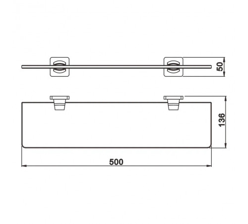 Полка стеклянная Rose RG1519H, черный