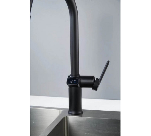 Смеситель для кухни с индикатором температуры Knotlor KN-100/BL, черный