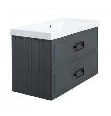 Тумба под раковину подвесная La Fenice Cubo TWIN FNC-01-CUB-G-100-2, серо-зеленая