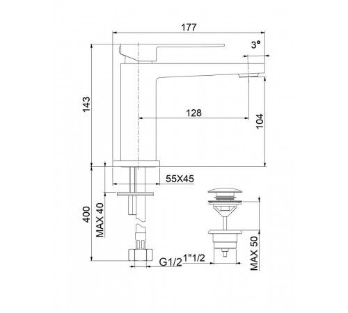 Смеситель для раковины Fiore KUBE 100NN8515, черный