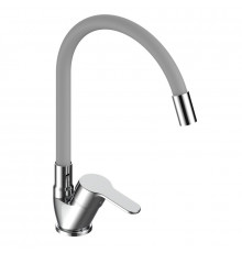 Смеситель для кухни с гибким изливом Voda Tide TD519G, хром/серый