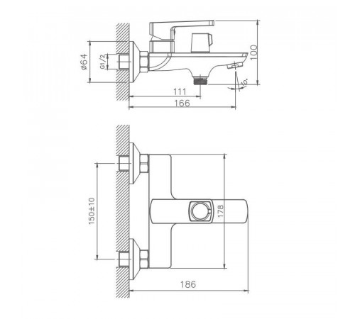 Смеситель для ванны Haiba HB60176, хром