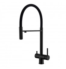 Смеситель для кухни с гибким изливом и подключением фильтра WesnaArt EKO05-160MatBlack, черный