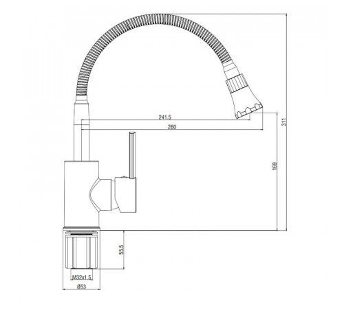 Смеситель для кухни с гибким изливом Voda Kitchen KF519, хром