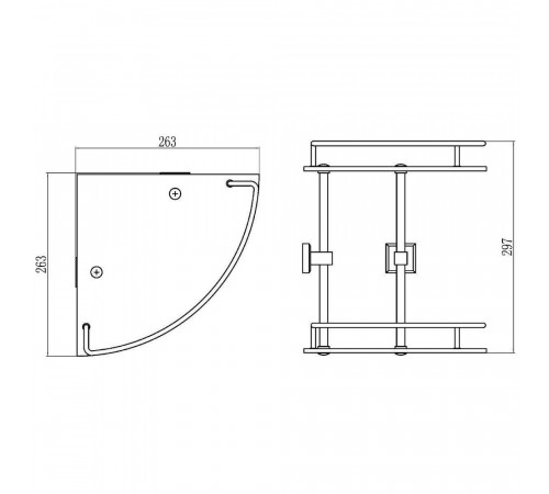 Полка угловая стеклянная Savol S-095322, хром