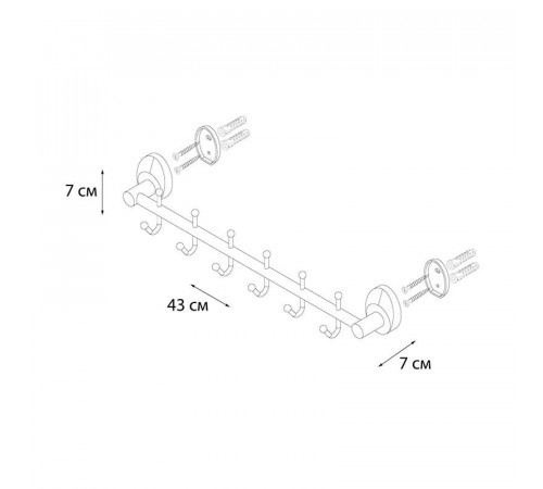 Планка с шестью крючками FIXSEN EUROPA FX-21805-6, хром