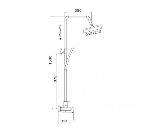Душевая система Rose R1836H-6, черный