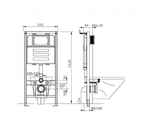 Инсталляция для подвесного унитаза Maretti AC11P5211, без клавиши