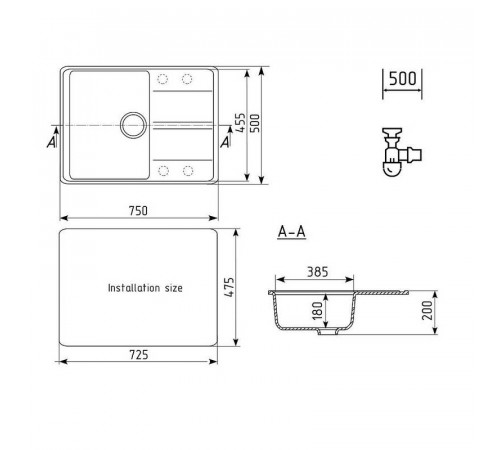 Кухонная мойка Ulgran Quartz Prima 750-03, десерт