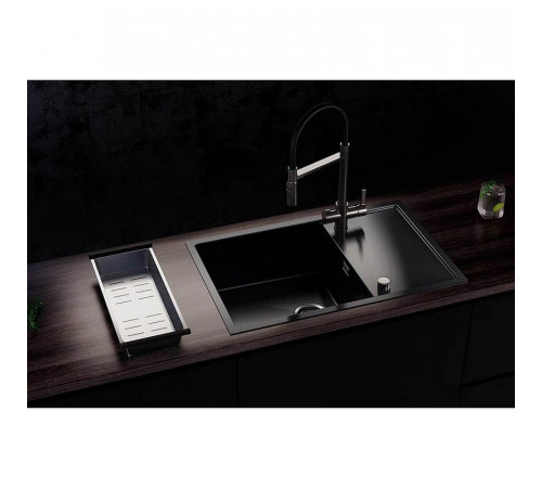 Кухонная мойка Ulgran Steel 780x500, вороненая сталь
