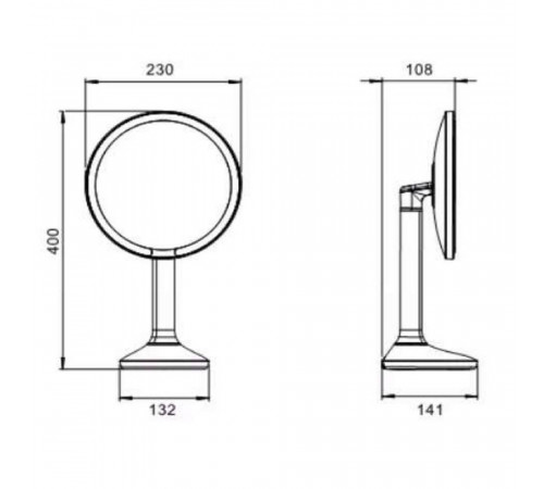 Зеркало косметическое с подсветкой JAVA S-M8888H, черный