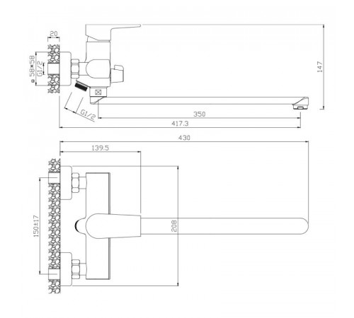 Смеситель для ванны WesnaArt BRIZ BRI20-320, хром