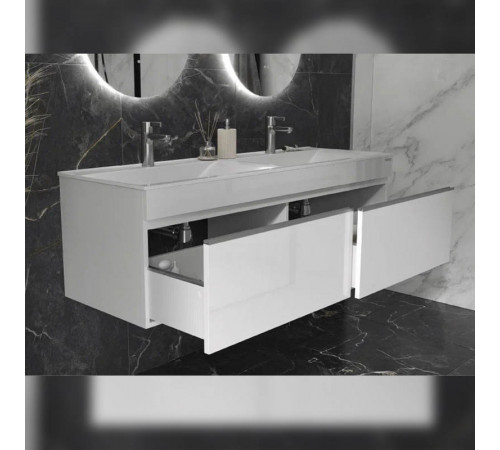 Тумба под раковину подвесная Velvex Pulsus tp.PUL.PUL.140.2Y белый глянец, 140 см