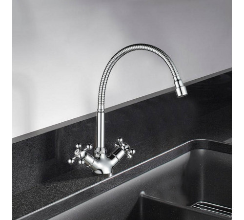 Смеситель для кухни с гибким изливом WesnaArt RASSVET, RAS02-180, хром