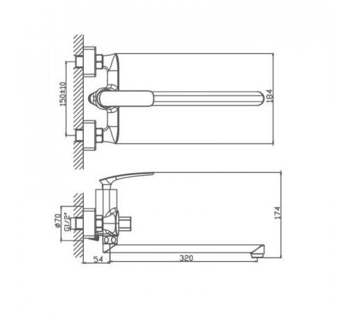 Смеситель для ванны Haiba HB22616, хром