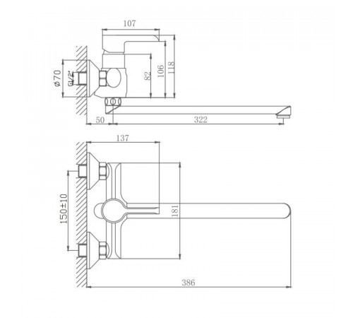 Смеситель для ванны Haiba HB22805-7, черный