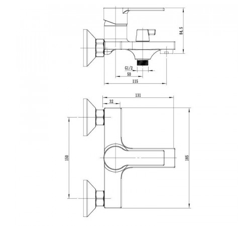 Смеситель для ванны VODA RF54acs, хром