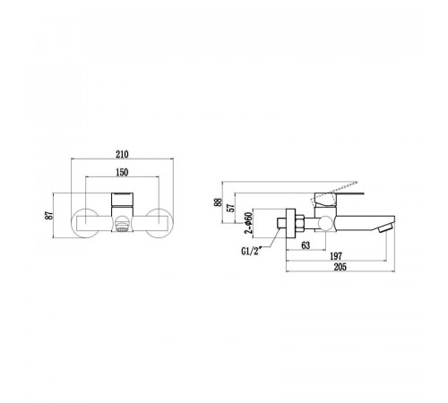 Смеситель для ванны Fmark FS8202Q, графит
