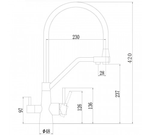 Смеситель для кухни с подключением к фильтру Fmark FS0662-H12, черный
