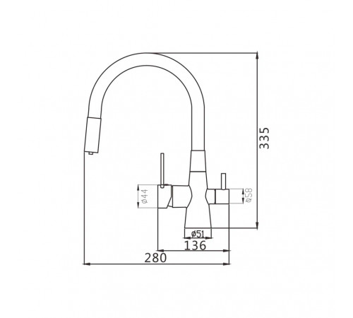 Смеситель для кухни с гибким изливом и подключением фильтра Maretti Project Black PB31RGF71, черный
