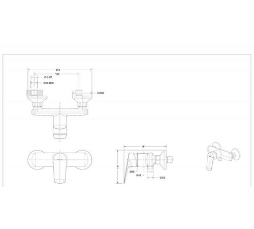 Смеситель для душа Bravat Rhein F9429564CP-01-ENG, хром