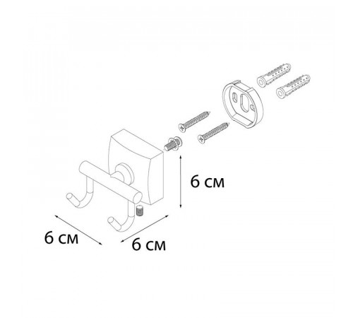 Двойной крючок для ванной FIXSEN KVADRO FX-61305B, хром