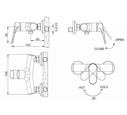 Смеситель для душа Bravat Eler F9191238CP-01-RUS, хром
