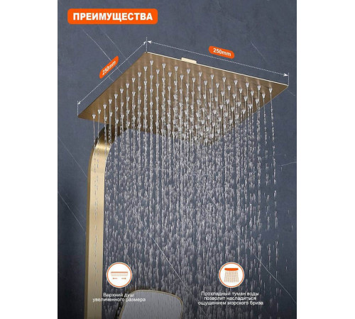 Душевая система Prohanss P30.24.03, сатин золотой