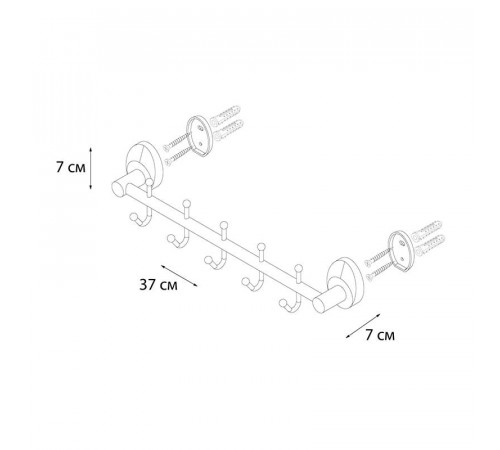Планка с пятью крючками FIXSEN EUROPA FX-21805-5, хром