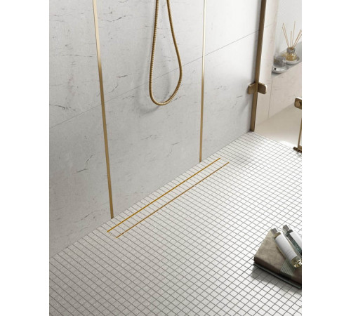 Душевой лоток (двухсторонняя решетка) TIMO Drain System DS230207/17, матовое золото