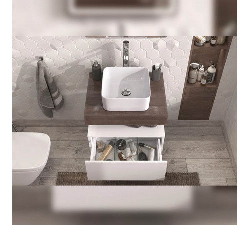 Тумба подвесная без столешницы Velvex Unit tp.UNI.50.1Y белый глянец, 50 см