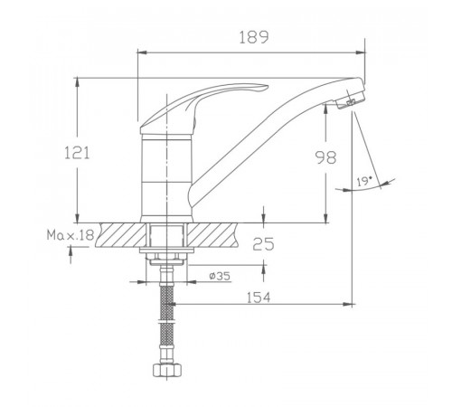 Смеситель для кухни Haiba HB4536-2, хром
