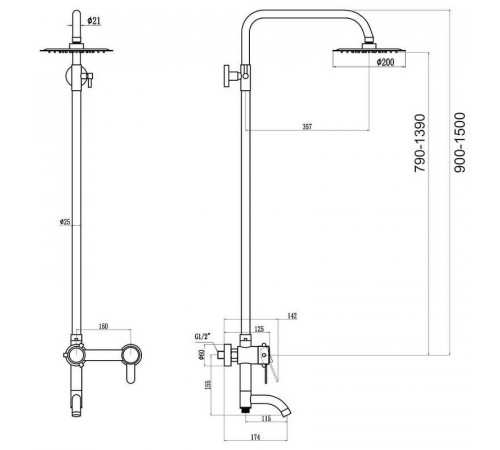 Душевая система Fmark FS8345H, черный