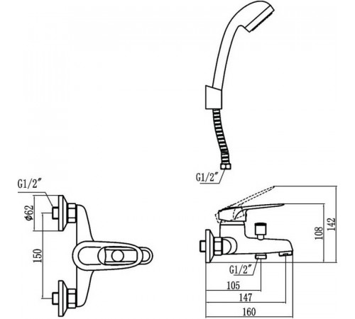 Смеситель для ванны Fmark FM3204, хром
