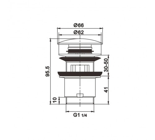 Донный клапан Rose RS01H, черный