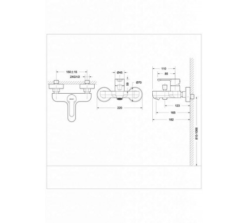 Смеситель для ванны Bravat Stream F63783C-01A, хром