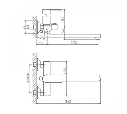 Смеситель для ванны Haiba HB22505-3, пепельный