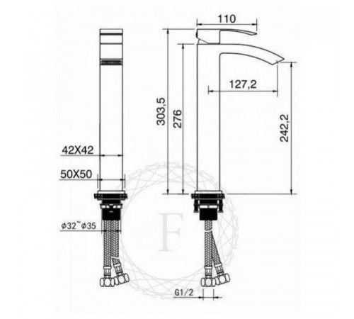 Смеситель для раковины высокий FILARETE Waterfall FL6010BG, графит