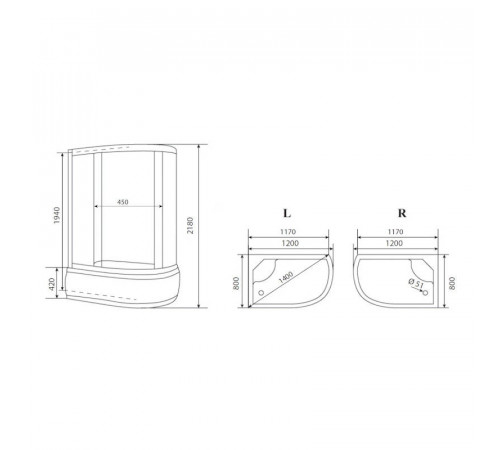 Душевая кабина Timo Eco TE-0720L, 120x80x218