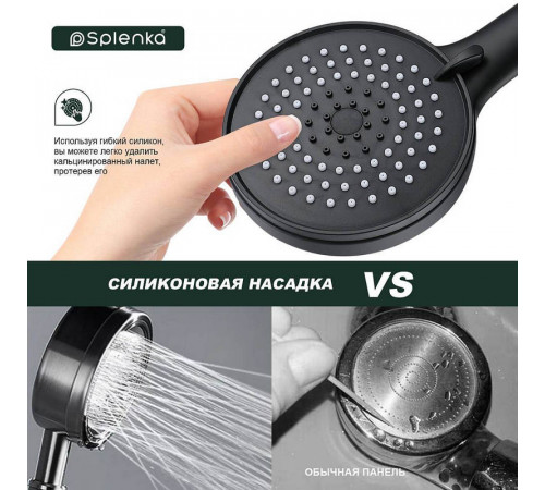 Лейка для душа Splenka S450.05.06, черный