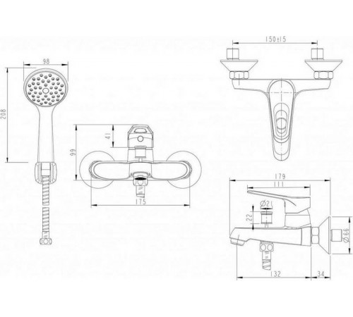 Смеситель для ванны Bravat Eco-D F693158C-B, хром