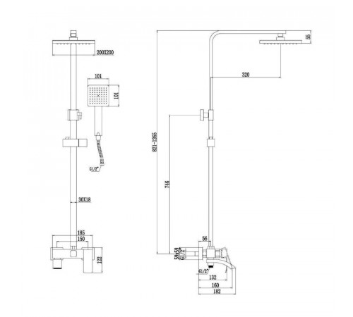 Душевая система Fmark FS8645-1C, матовое золото