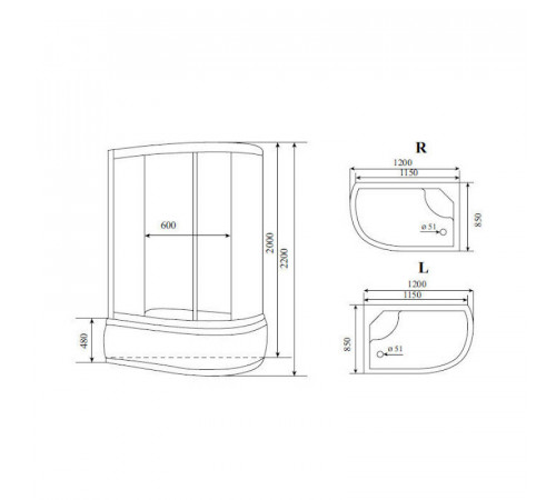 Душевая кабина Timo Standart T-6620BFL, 120x85x220