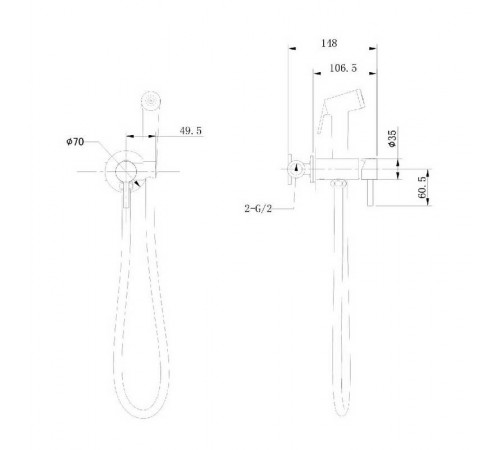 Гигиенический душ со смесителем Bravat D9151CP-ENG, хром