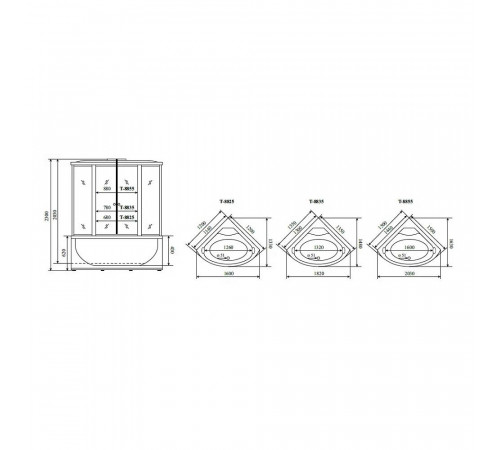 Душевая кабина (душевой бокс) Timo Comfort Clean Glass T-8825C, 120x120x220