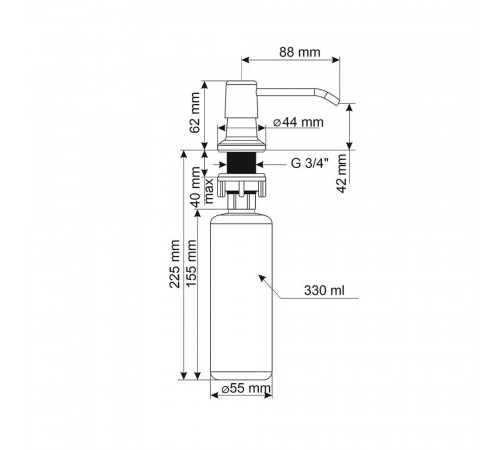 Дозатор для моющего средства Ulgran Quartz UQ-01-10, песок