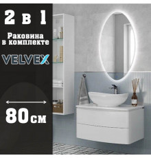 Тумба с раковиной подвесная Velvex Luna tp.LUN.80.2Y, 80 см