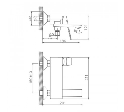 Смеситель для ванны Haiba HB60533-3, пепельный