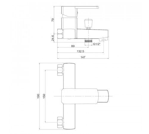 Смеситель для ванны VODA IC54, хром